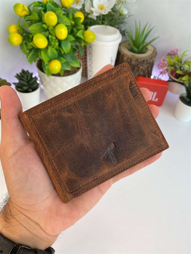 MIDA CRAZY BROWN GENUINE LEATHER  WALLET AND CARD HOLDER