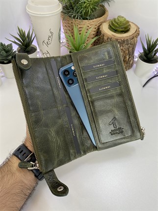 ANTHONY  GREEN GENUINE LEATHER  DOUBLE PHONE WALLET
