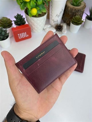 BINARY BURGUNDY GENUINE LEATHER WALLET AND CARD HOLDER