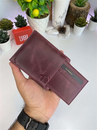 BINARY BURGUNDY GENUINE LEATHER WALLET AND CARD HOLDER