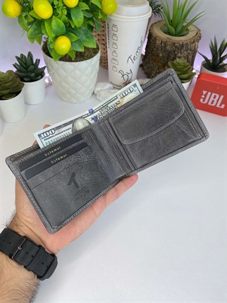BINARY GREY GENUINE LEATHER WALLET AND CARD HOLDER