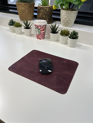 CLARET RED LEATHER MOUSEPAD