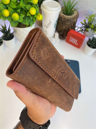 CAPPI CRAZY BROWN GENUINE LEATHER PHONE WALLET