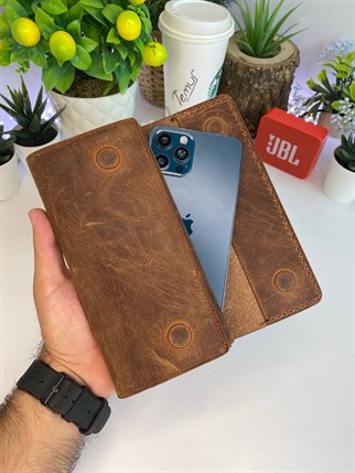 CAPPI CRAZY BROWN GENUINE LEATHER PHONE WALLET