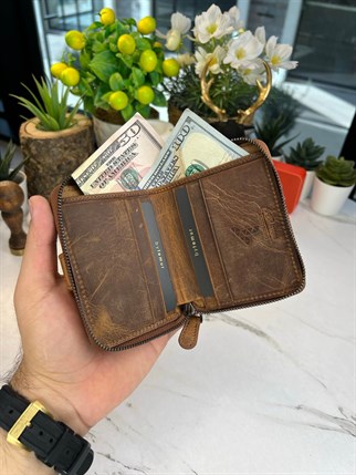 CARLO CRAZY BROWN GENUINE LEATHER WALLET