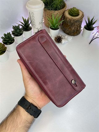 GIANNI  CLARET RED DOUBLE PHONE GENUINE LEATHER WALLET