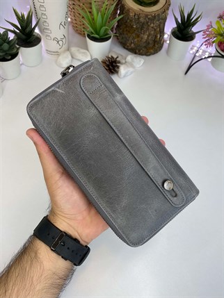 GIANNI GREY DOUBLE PHONE GENUINE LEATHER WALLET
