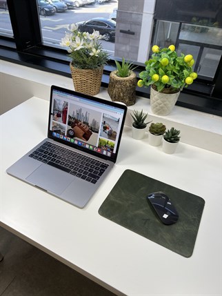 GREEN LEATHER MOUSEPAD
