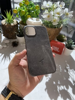 İPHONE 13 GREY  LEATHER PHONE CASE