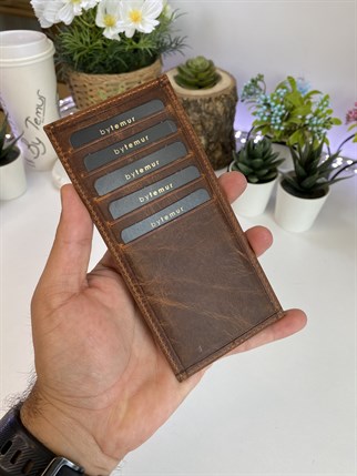 LUCCA CRAZY BROWN GENUINE LEATHER PHONE WALLET + CARD HOLDER