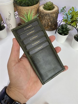 LUCCA GREEN GENUINE LEATHER PHONE WALLET + CARD HOLDER