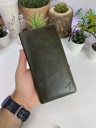 LUCCA GREEN GENUINE LEATHER PHONE WALLET + CARD HOLDER