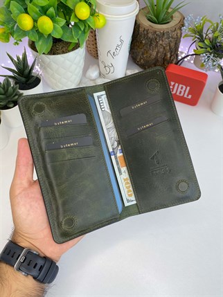 MICHAEL GREEN MAGNETIC GENUINE LEATHER PHONE WALLET
