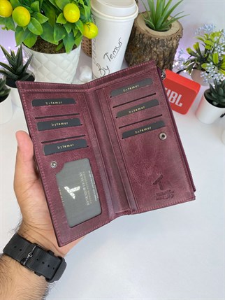 SEDNA CLARET RED GENUINE LEATHER PHONE WALLET