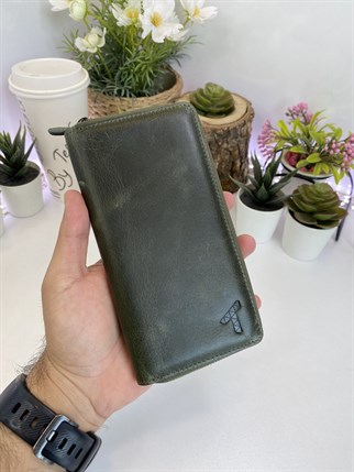 TEDY GREEN GENUINE LEATHER PHONE WALLET